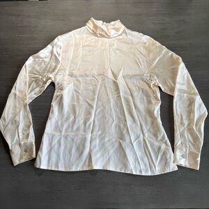 100% Silk Ivory Cream Long Sleeve Blouse Shirt Kate Hill 6